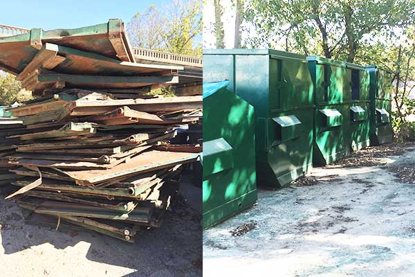Recycling scrap metal and waste containers at SL Container Systems.