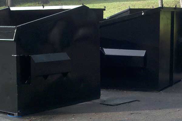 Waste container with secure locking lid for waste management solutions.