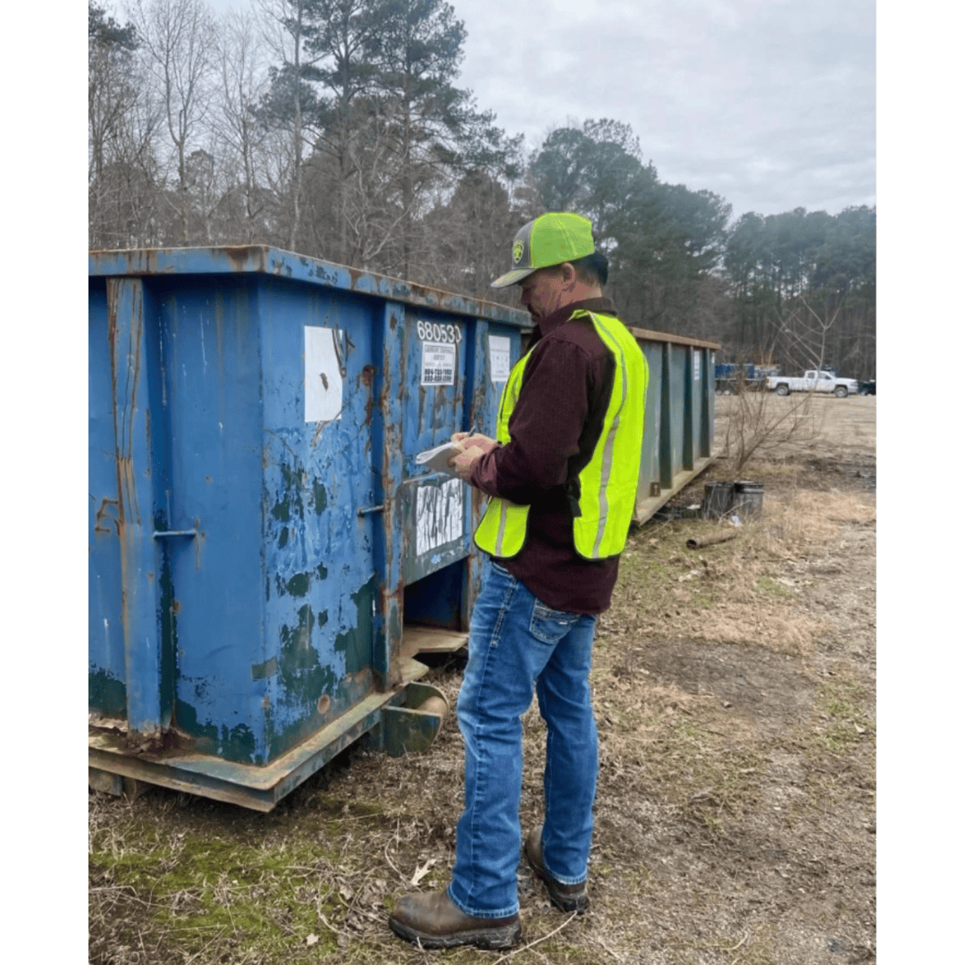Industrial waste container used for construction debris and site management.