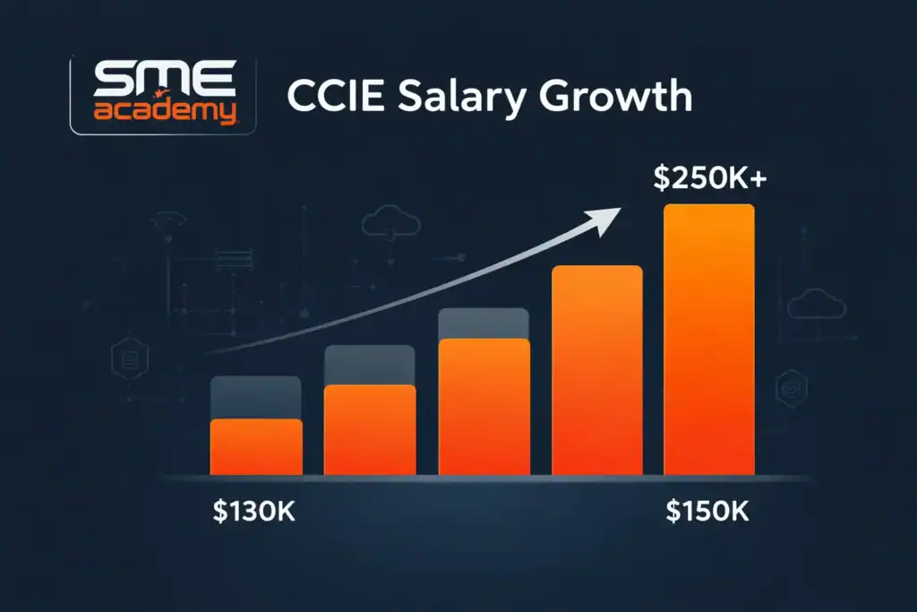CCIE certification salary increase from $130K to over $250K by 2026.