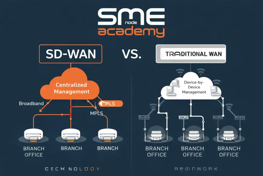 Comparison of SD-WAN and traditional WAN network architectures for better connectivity.