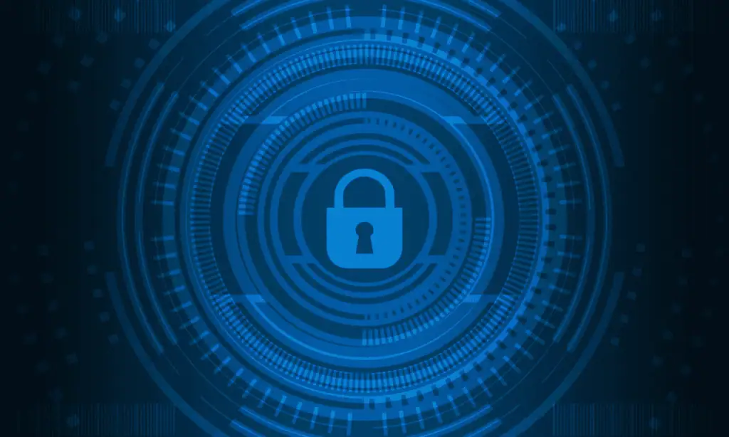 Secure digital security concept with lock icon.