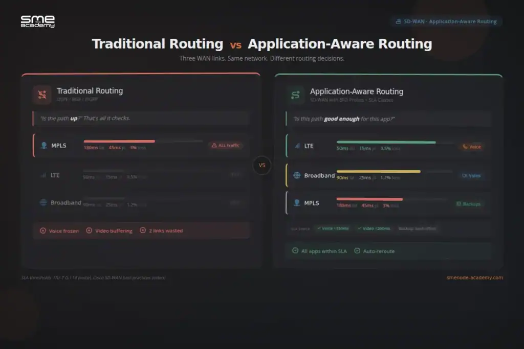 Optimized SD-WAN routing with application awareness for better network performance and reliability.