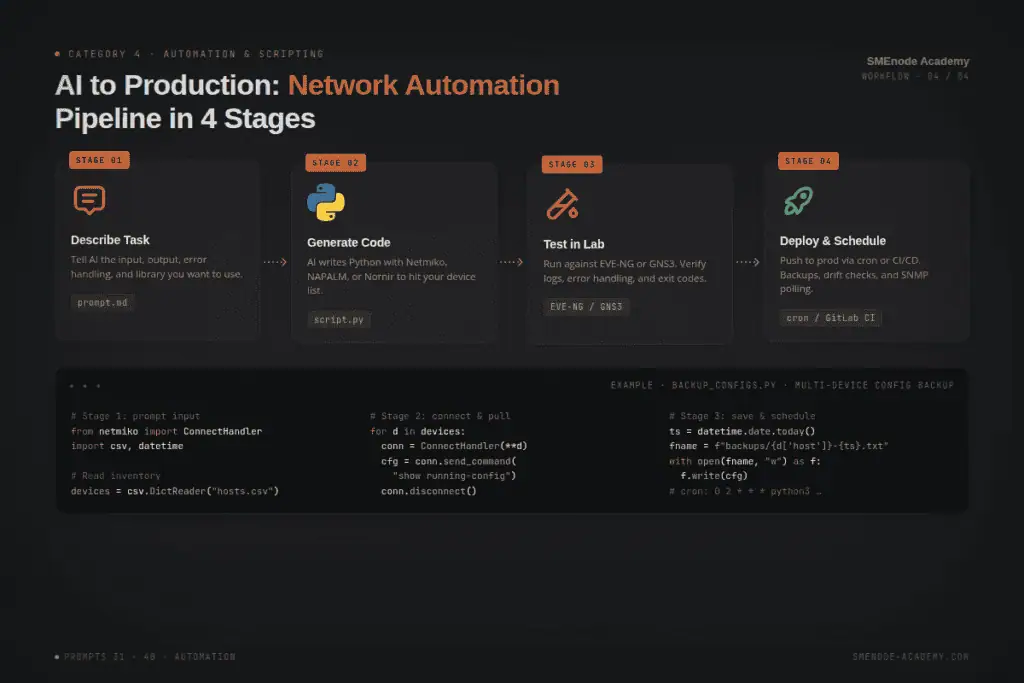 AI network automation prompts to save time and improve efficiency for network engineers. Free PDF gu.