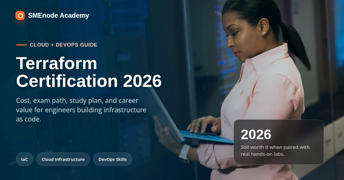 Woman studying Terraform Certification 2026 with cloud infrastructure focus.
