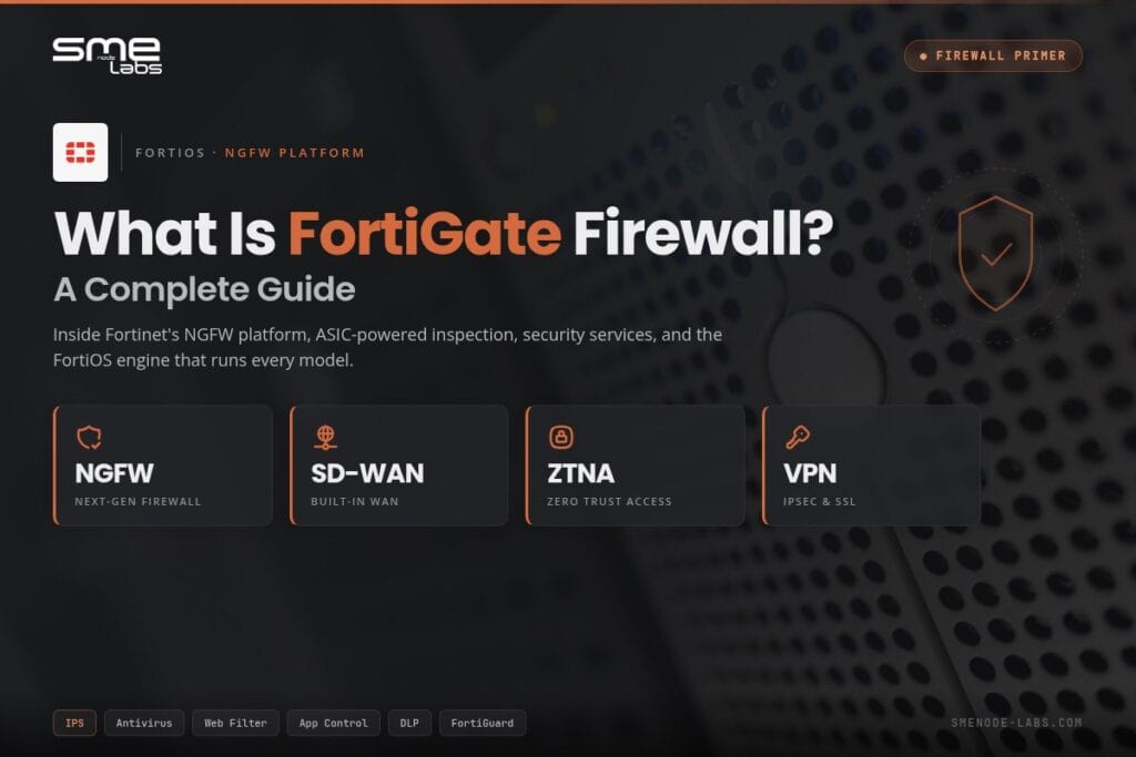 FortiGate firewall with security features and network protection.