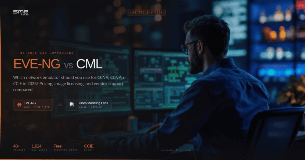Network emulation comparison between EVE-NG and CML for IT professionals.