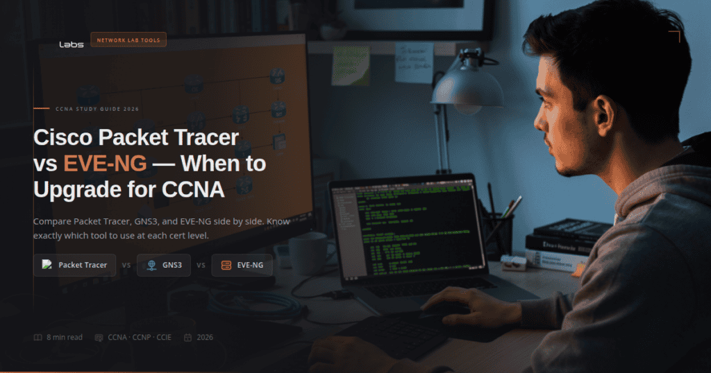 Network lab tools for Cisco packet tracer and EVE-NG for CCNA and network simulation training.