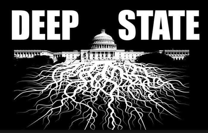 Deep State underground roots illustration for Smoky Fans Social featuring political themes and hidden influences.