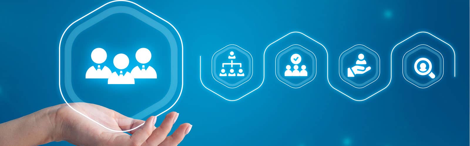 Team management technology digital icons for business solutions.