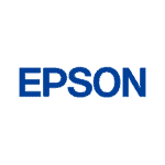 Epson logo with blue text on dark background.