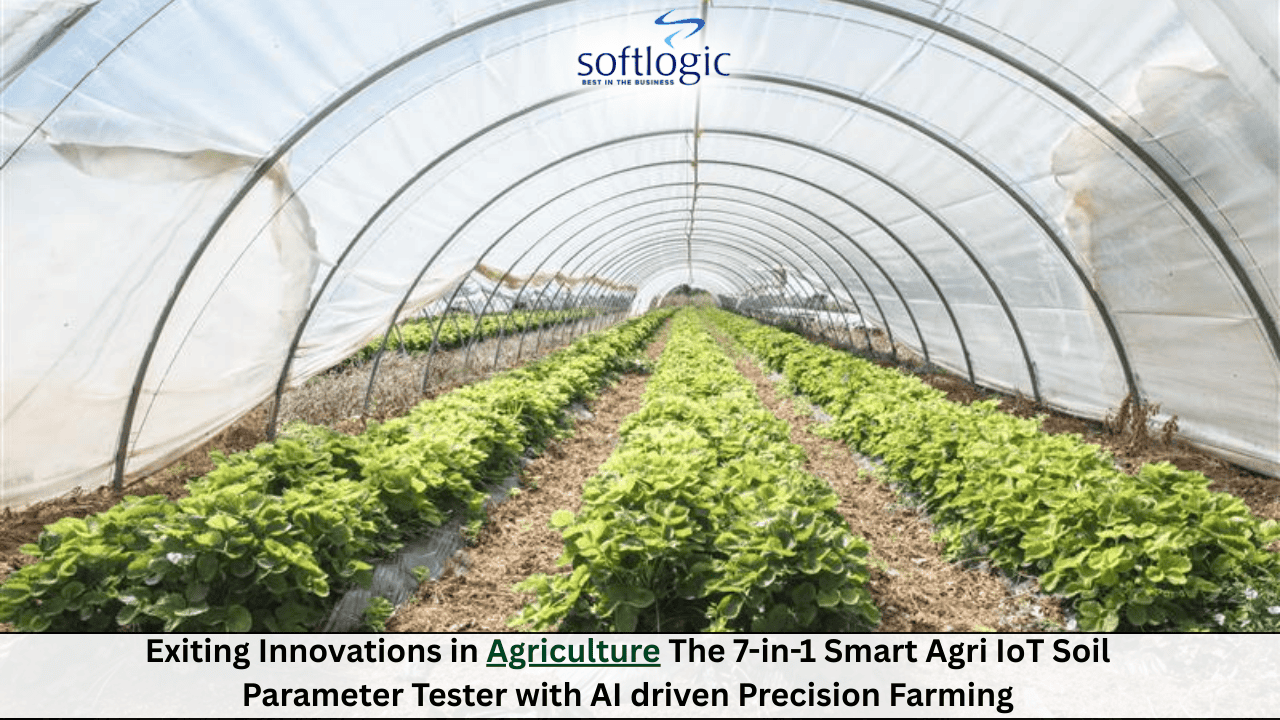 Greenhouse with rows of crops, showcasing AI-driven precision farming and smart agriculture innovations.