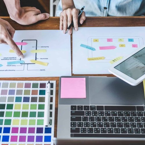 Team of Creative Web/Graphic Designer planning Team of Creative Web/Graphic Designer planning
