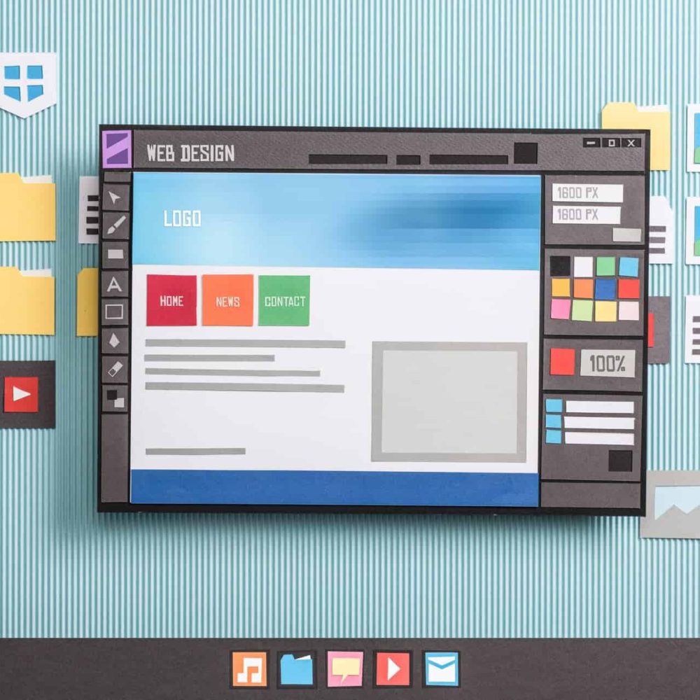 Web design software Web design templates and web page layout editing using a professional software, collage and paper cut composition