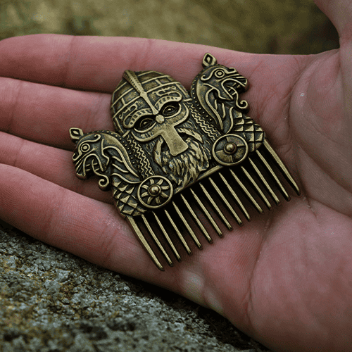 Hrebeň na bradu s dizajnom vikingského bojovníka – Obrázok 2