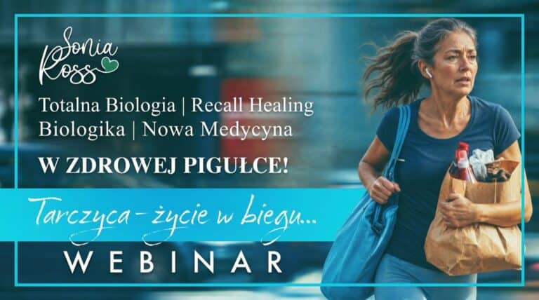 Sonia Ross w trakcie spaceru z zakupami, promująca webinar o Totalnej Biologii.