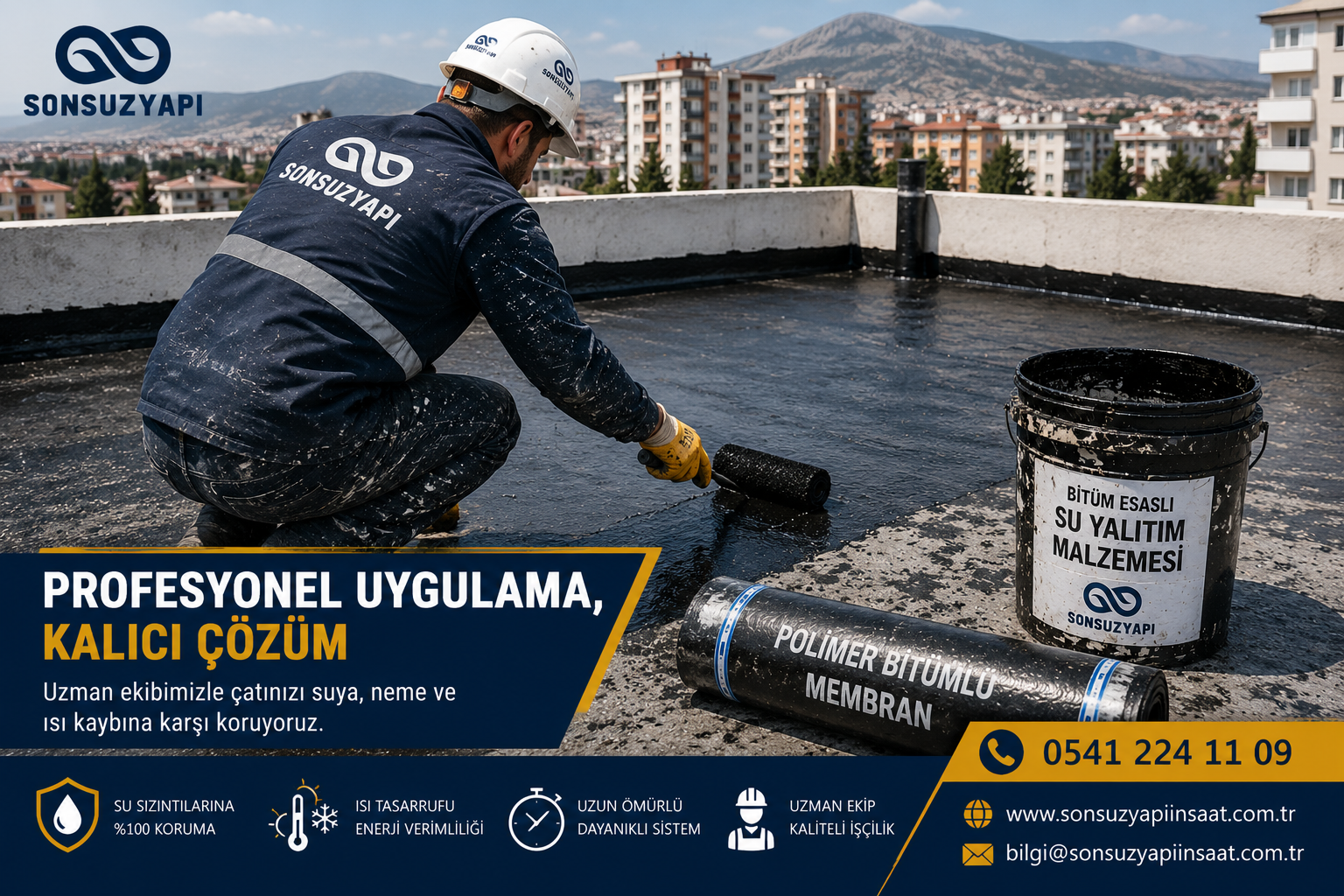 Teras çatı su yalıtımı uygulaması — Kahramanmaraş Sonsuz Yapı İnşaat