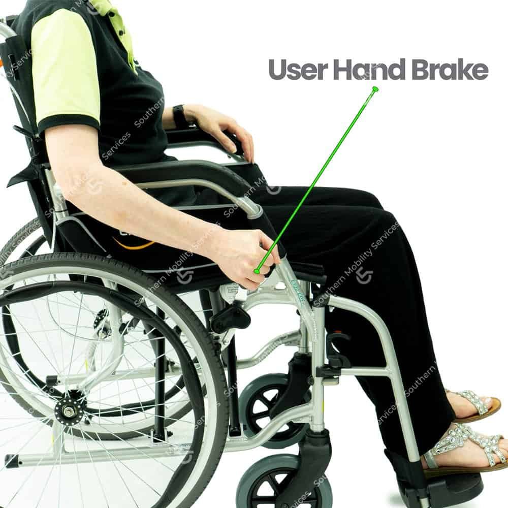 ergo lite2 self propelled wheelchair user hand brake