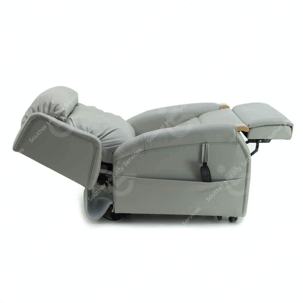 grey dual motor riser recliner reclined