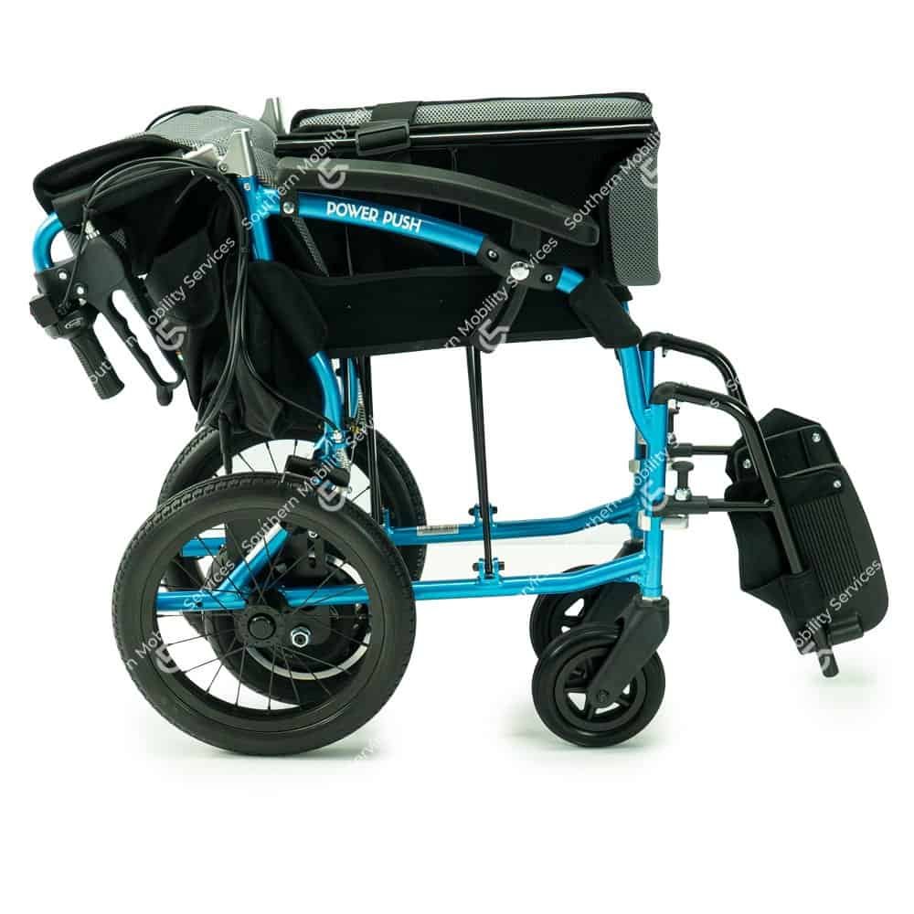 power push gravity lite power assisted wheelchair folded