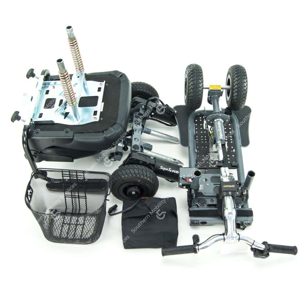 supascooter sprint portable mobility scooter dismantled