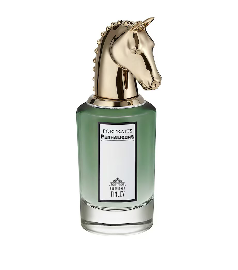 Penhaligon’s The Fortuitous Finley - pistachio, violet leaf, and leather Penhaligon’s The Fortuitous Finley Eau de Parfum with pistachio, violet leaf, and leather in a woody spicy fragrance composition