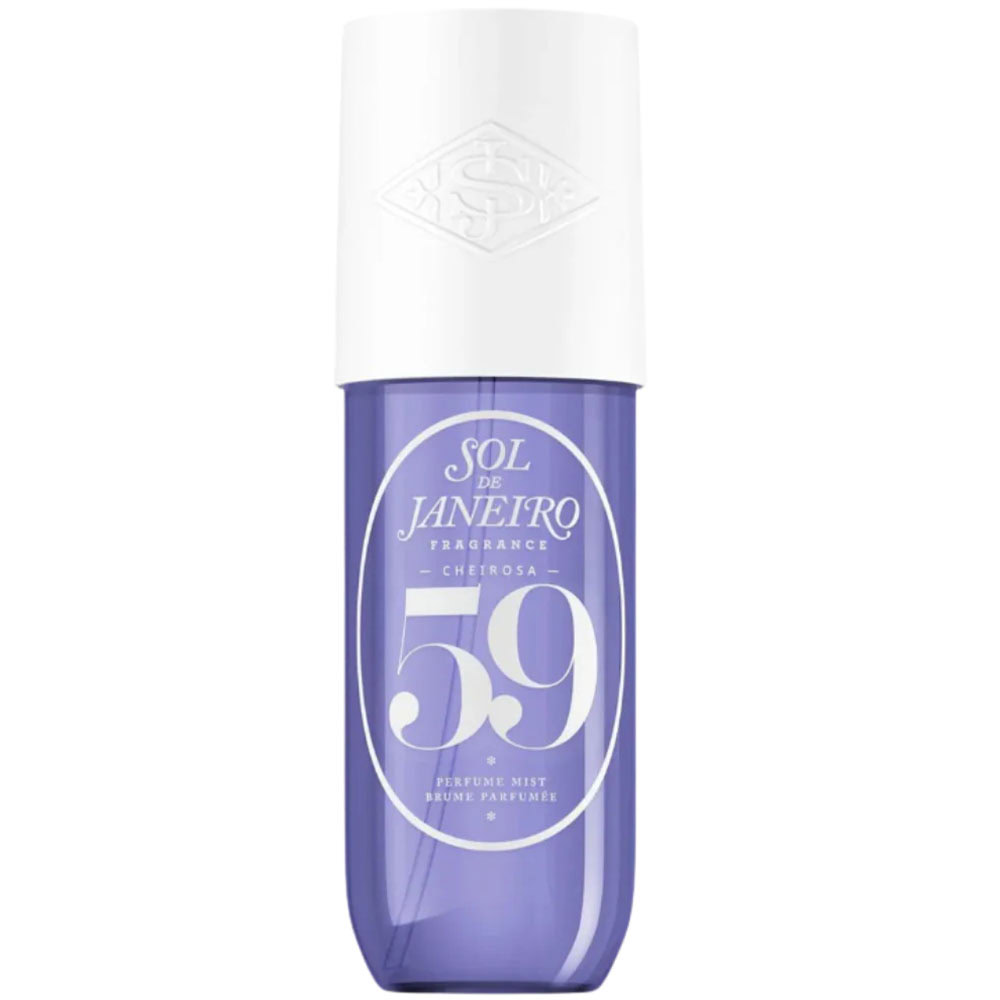 Sol de Janeiro Cheirosa 59 Delícia Drench Perfume Mist - vanilla orchid, sugared violet, sheer sandalwood, and whipped amber Sol de Janeiro Cheirosa 59 Delícia Drench Perfume Mist with vanilla orchid, sugared violet, sheer sandalwood, and whipped amber in a woody gourmand body mist