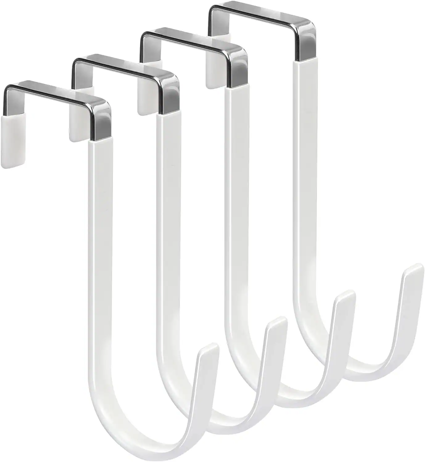 Door hooks for small apartment entryway organization.