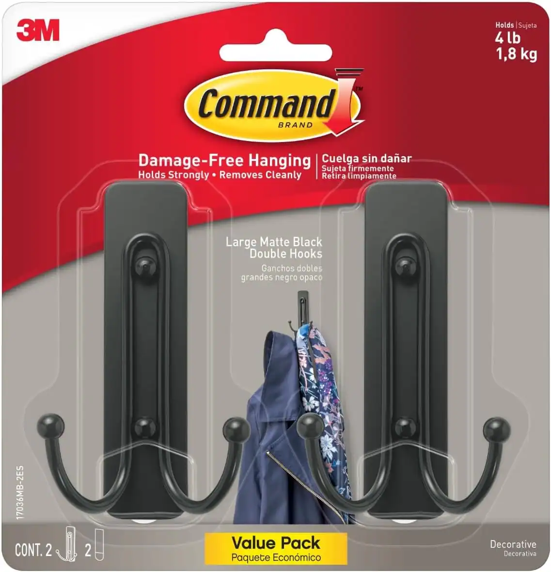 Durable black double hooks for small apartment entryway storage solutions.