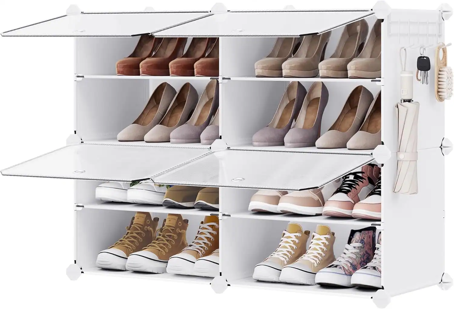 Compact shoe rack for small apartment entryway organization.