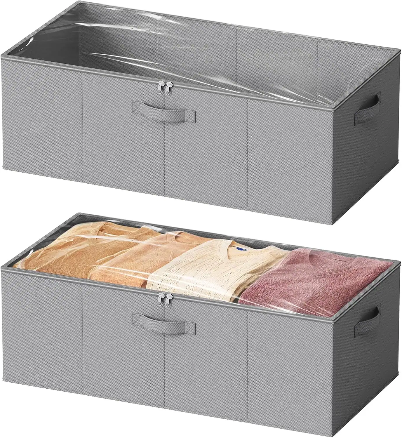 Clear under bed storage containers for small apartments.