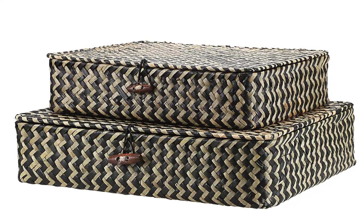 decorative storage baskets organizing a small apartment entryway