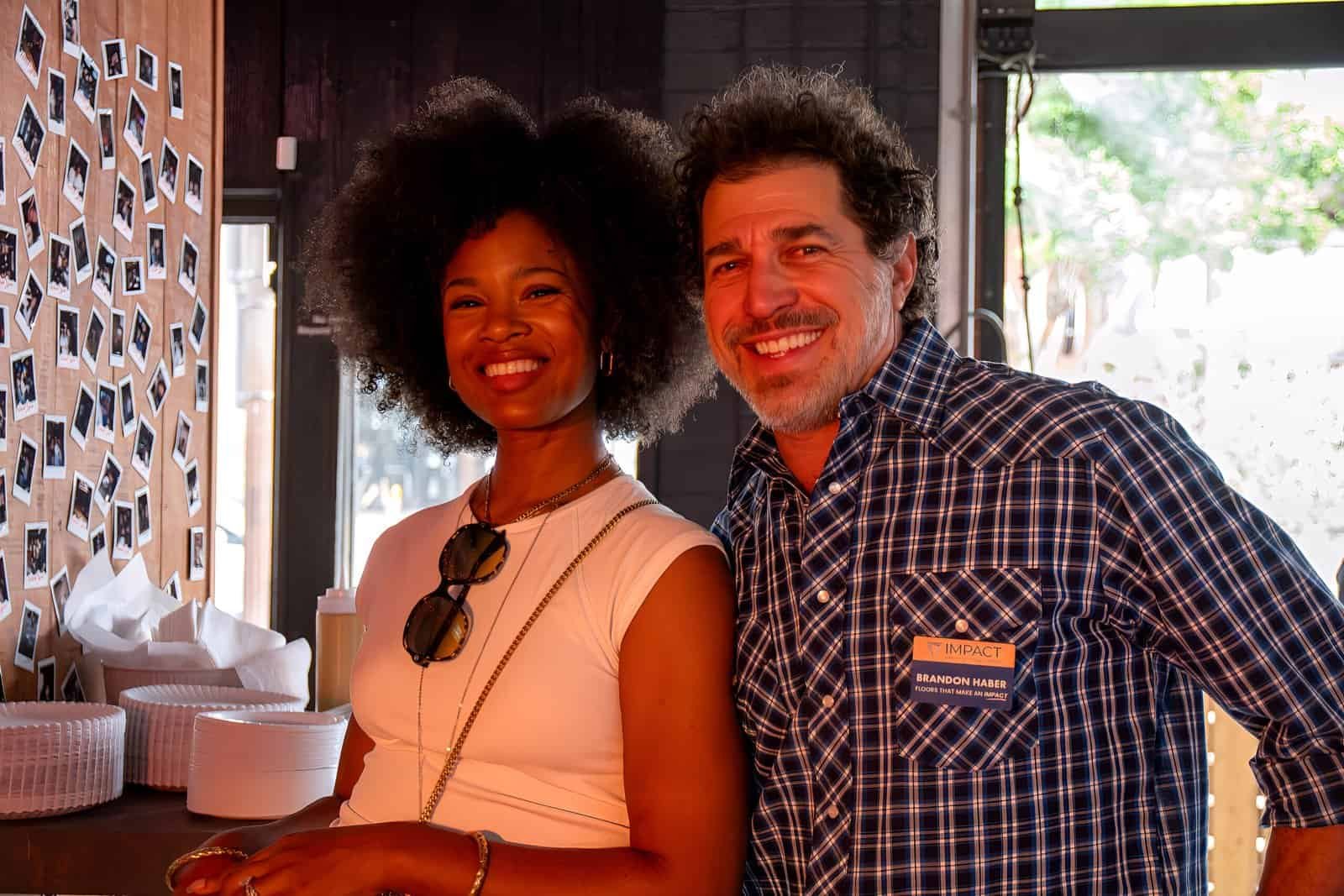 A joyful couple at a special event, showcasing happiness and celebration.