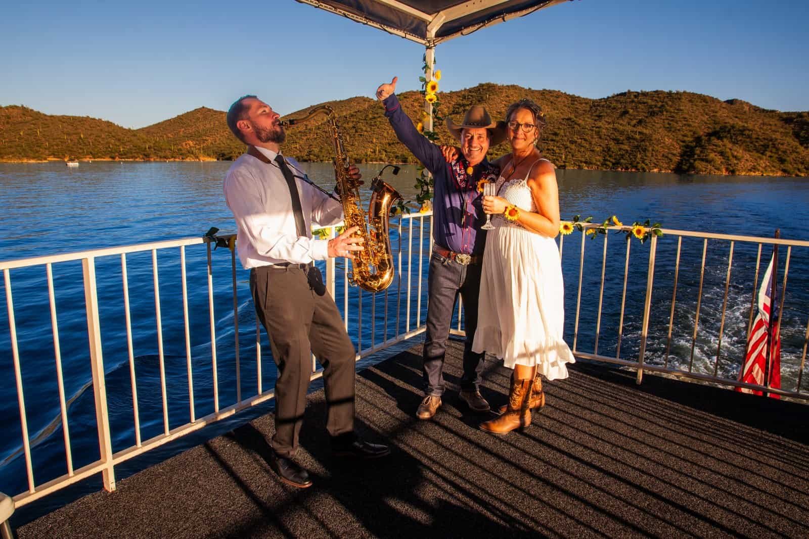 Romantic boat cruise with live music and scenic sunset views, perfect for special moments and celebrations on the water.
