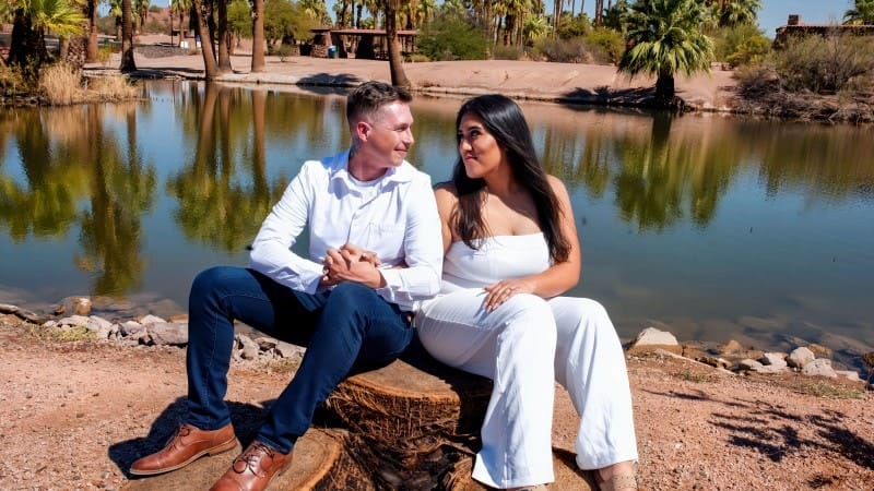 Romantic Couple by the Lake