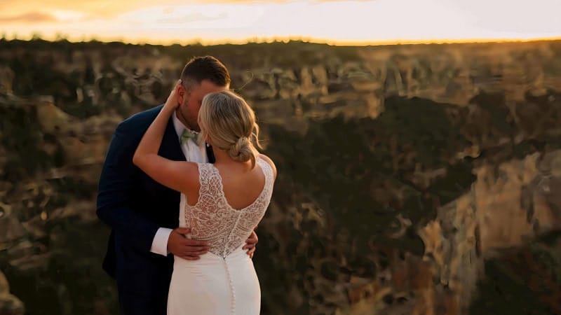 Romantic Wedding Moment at Sunset