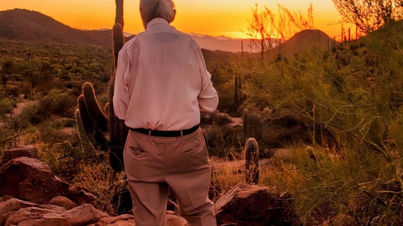 Sunset Over Desert Landscape
