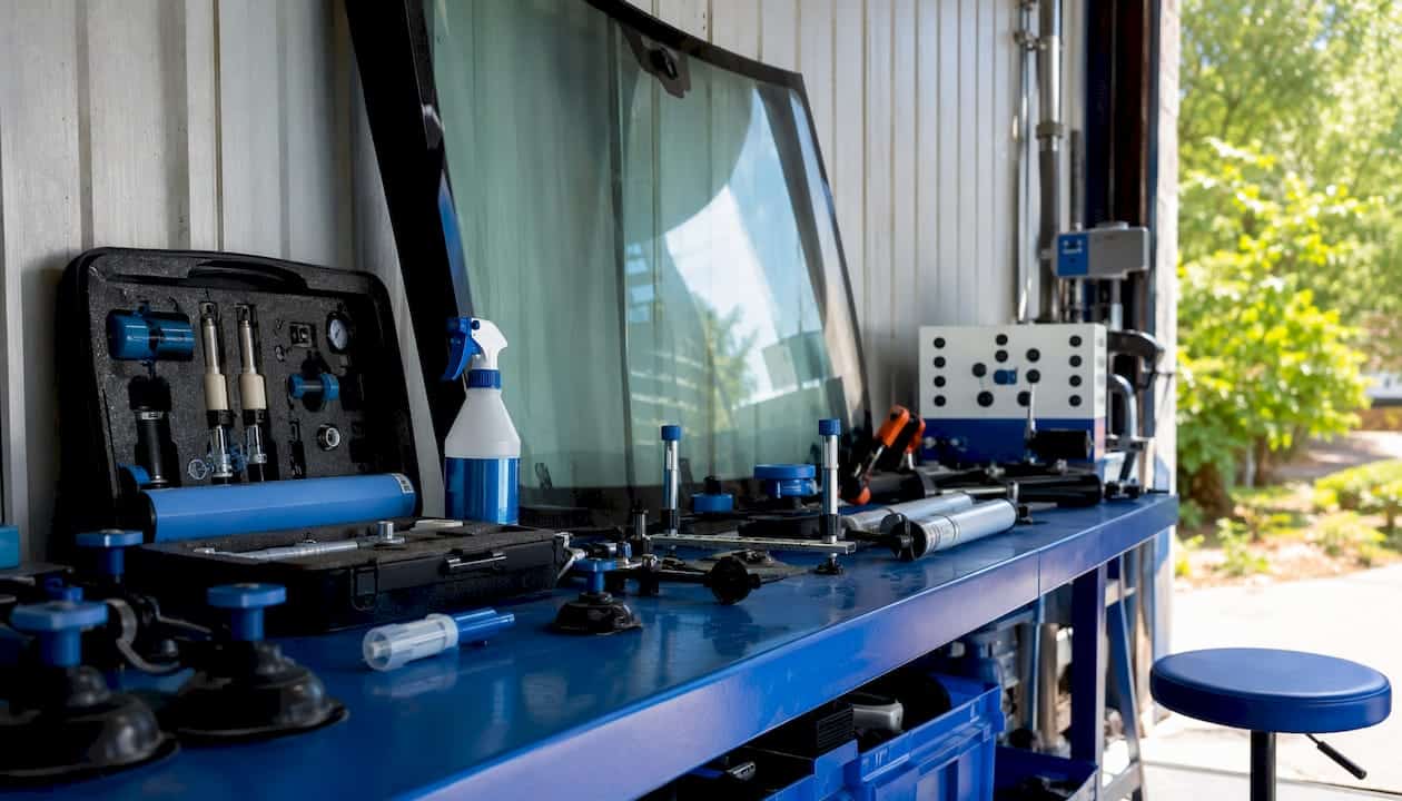 Tools and equipment for windshield repair at Speedy Windshield Repairs SD.