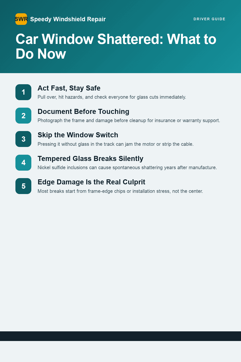 Tips for handling a shattered car window safely and effectively.