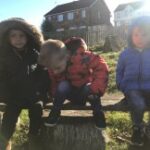 Small boys playing outside