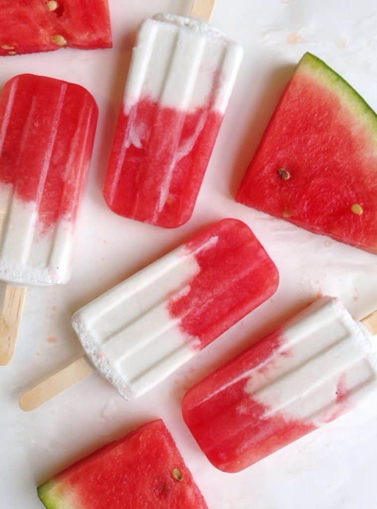 12-Watermelon-Coconut-Popsicles- easy watermelon recipes