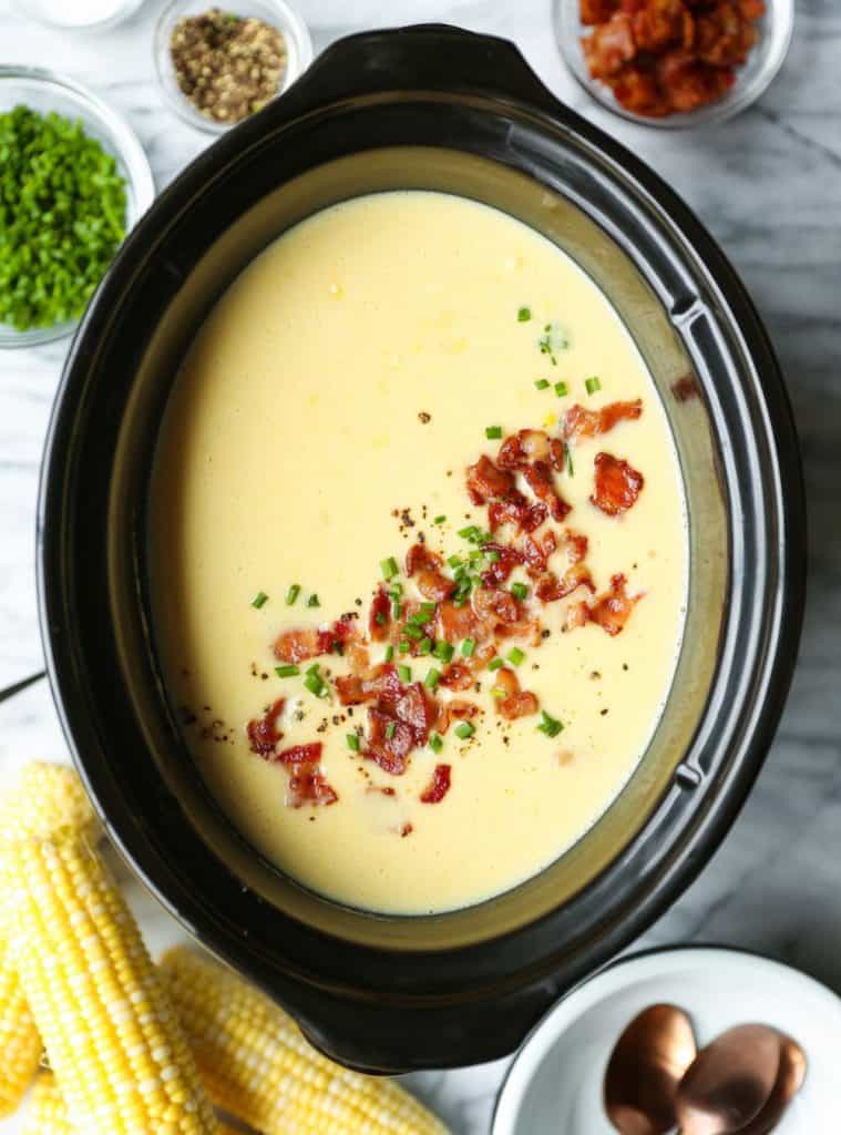 32-Slow-Cooker-Corn-Chowder- summer crockpot recipes