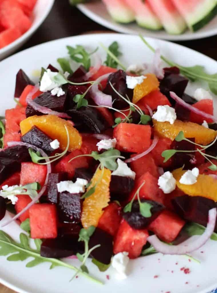 8-Watermelon-Beet-Salad- easy watermelon recipes