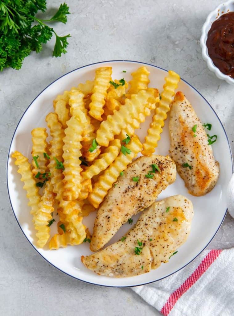 Toddler Dinner Ideas-Air Fryer Chicken Tenders and Fries