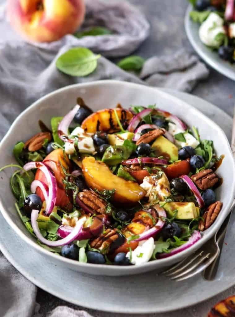 28 Blackstone Grill Recipes - Summer Grilled Peach Salad with Burrata