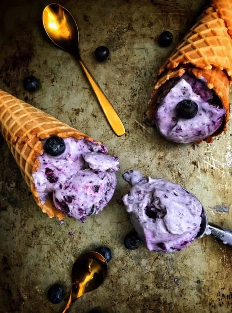 smashed blueberry ice cream