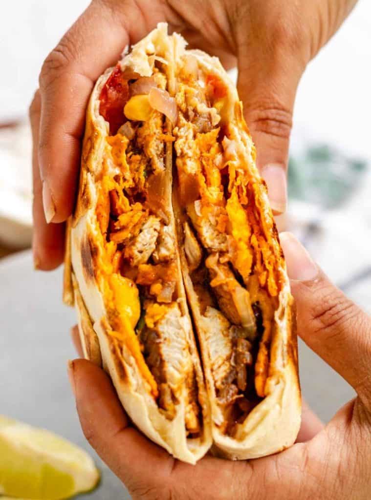 5 Blackstone Grill Recipes - Blackstone Crunchwrap Supreme with Chicken