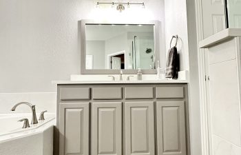 Renovated Master Bath double vanities by Stanton and Company in Aledo, TX
