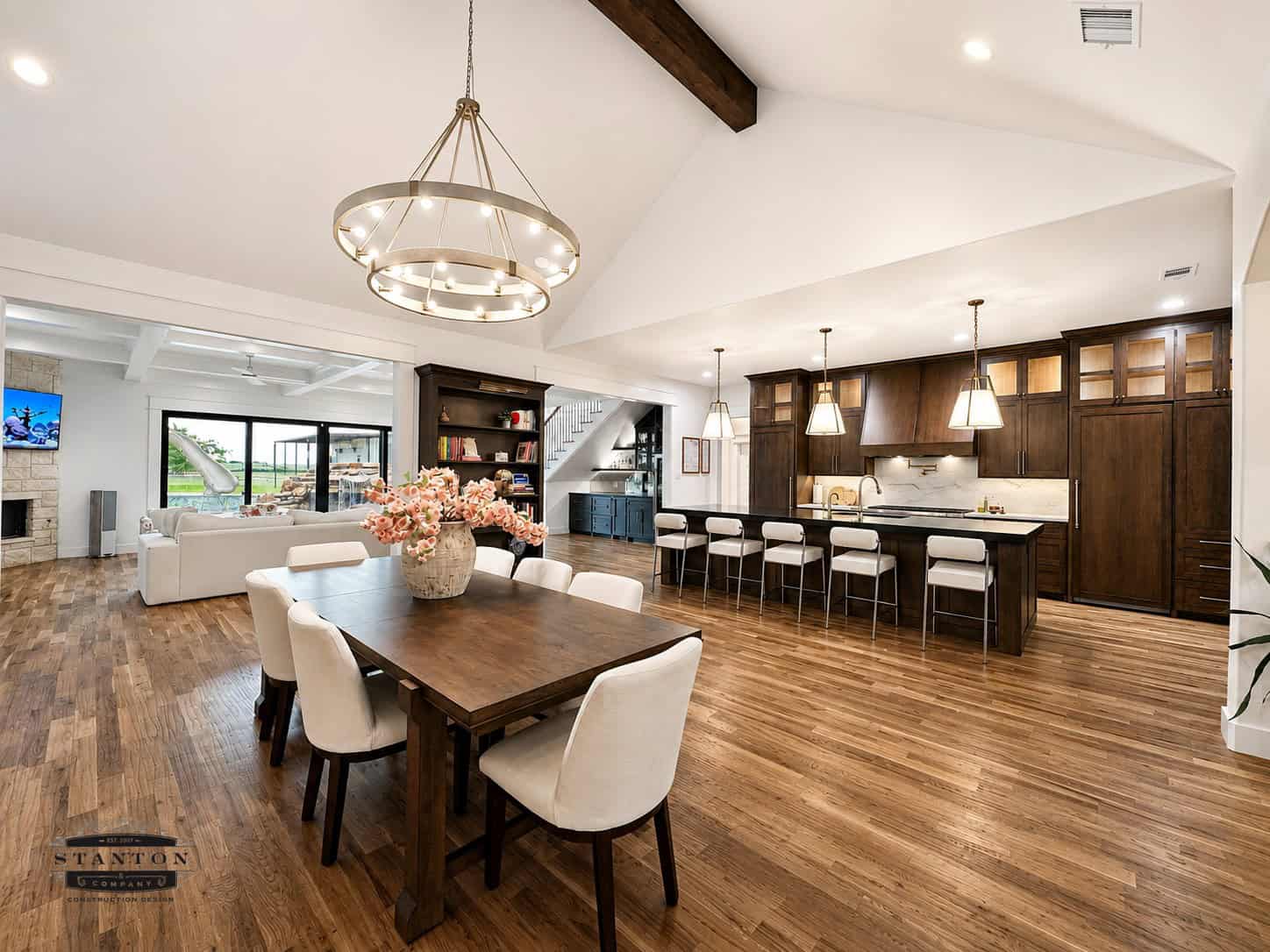 Family gathered in remodeled kitchen Thanksgiving Fort Worth