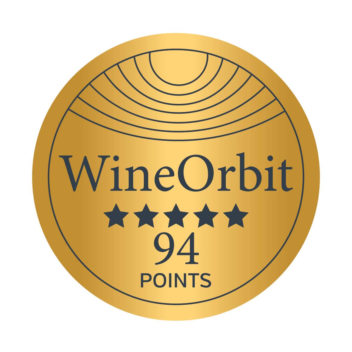 Rich red wine award badge from Starborough Wines featuring 94 points and WineOrbit rating, highlighting quality New Zealand wines with expert scores.